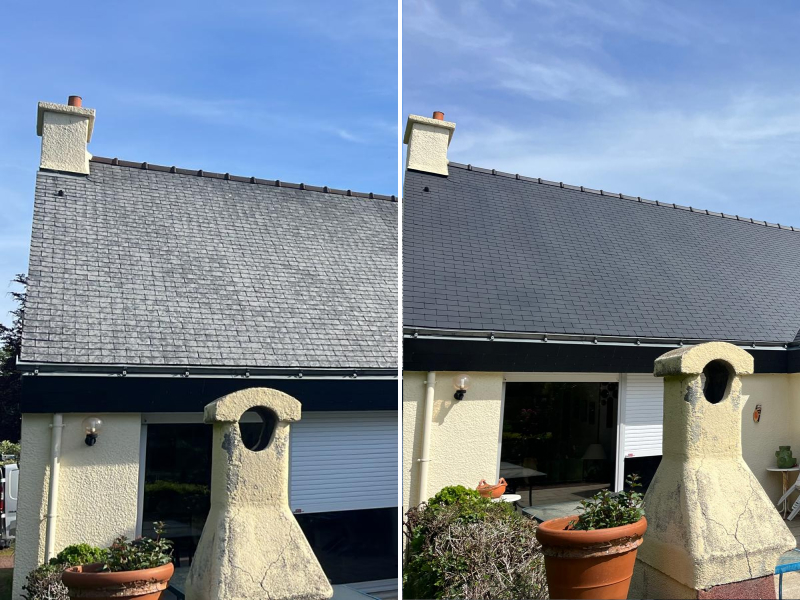 Rénovation toiture ardoise avant/après